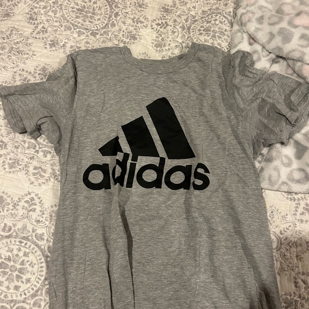 Adidas Kids Gray and Black Logo Tee